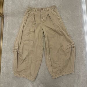 Free People Relaxed Barrel Horseshoe Pants  Tan